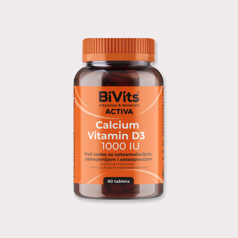 BiVits® ACTIVA Calcium Vitamin D3 1000 IU, 60 tableta BiVits® ACTIVA Calcium Vitamin D3 1000 IU, 60 tableta