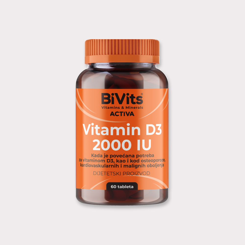 BiVits® ACTIVA Vitamin D3 2000 IU, 60 tableta BiVits® ACTIVA Vitamin D3 2000 IU, 60 tableta